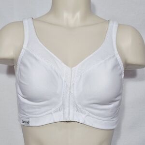 34C Glamorise 1206 Front Close Seamless Soft Cup Wire Free Sports‎ Bra White